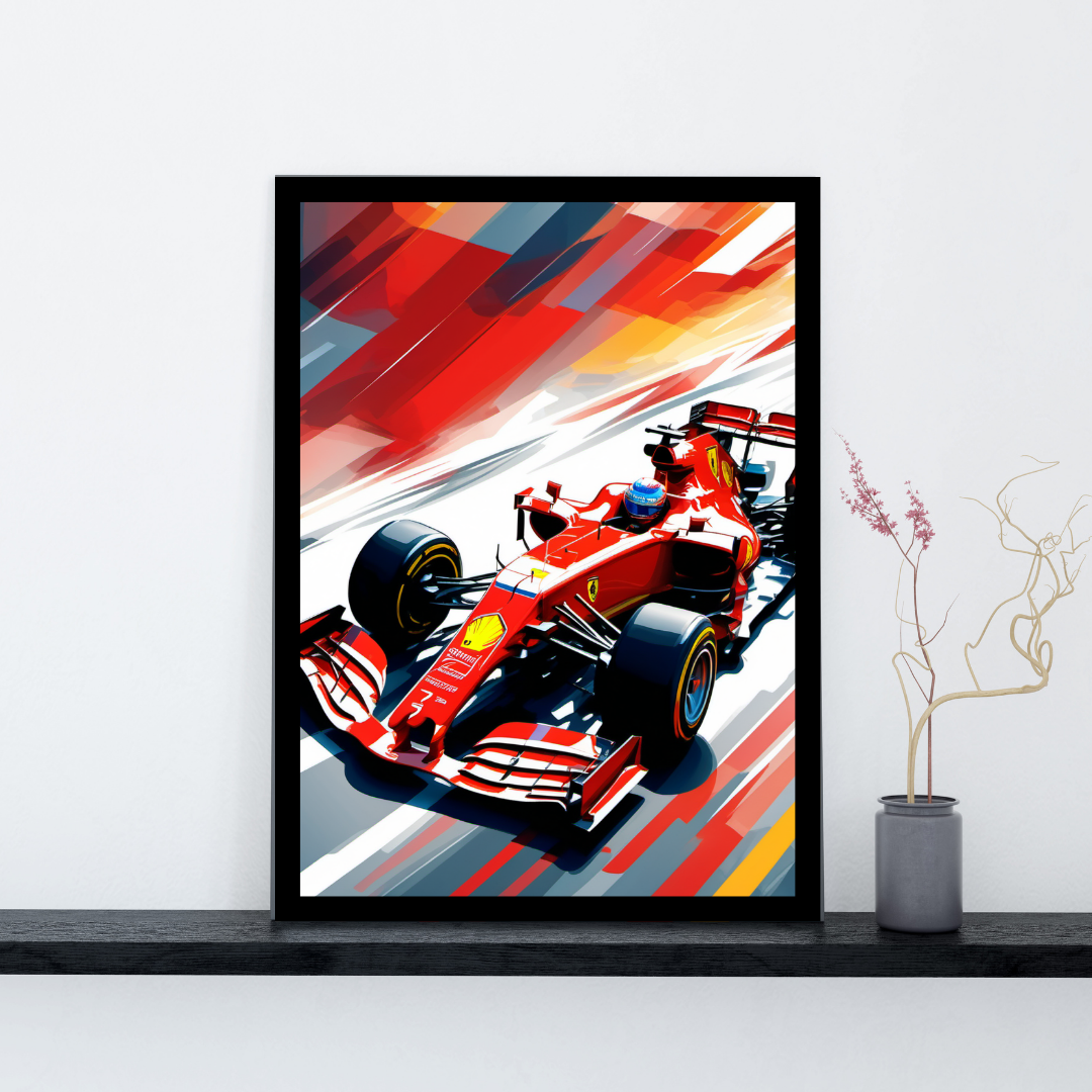 Ferrari Formula 1 Racing Wall Art Poster – Modern AI Design