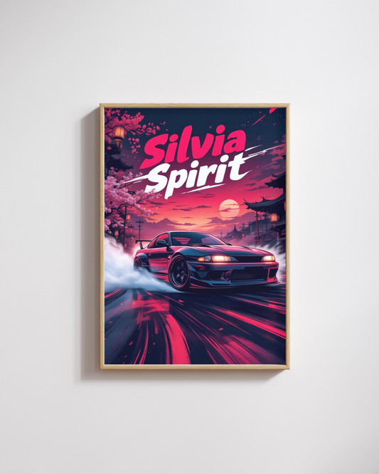 Neon Crimson Drift Spirit Wall Art Poster