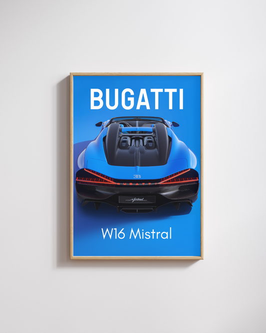 W16 Hypercar Rear View Wall Art Poster