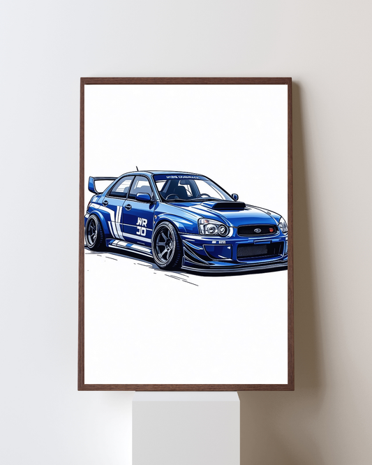 Electric Blue Rally Performance Wall Art Poster