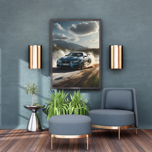 BMW M4 Drift Scene Wall Art Poster | Luxury Automotive Print (A1–A5)