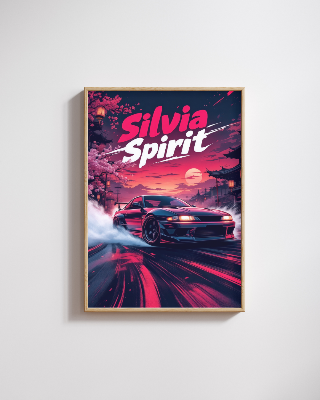 Neon Crimson Drift Spirit Wall Art Poster
