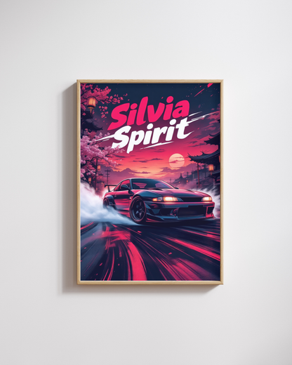 Neon Crimson Drift Spirit Wall Art Poster