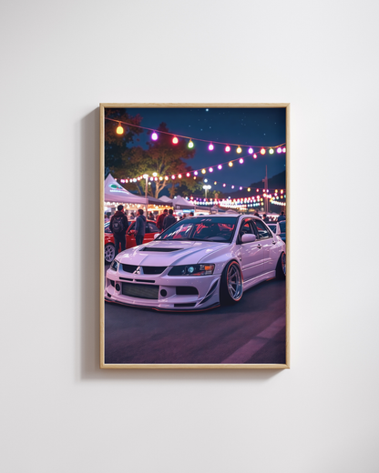 Pearl White Rally Night Meet Wall Art Poster