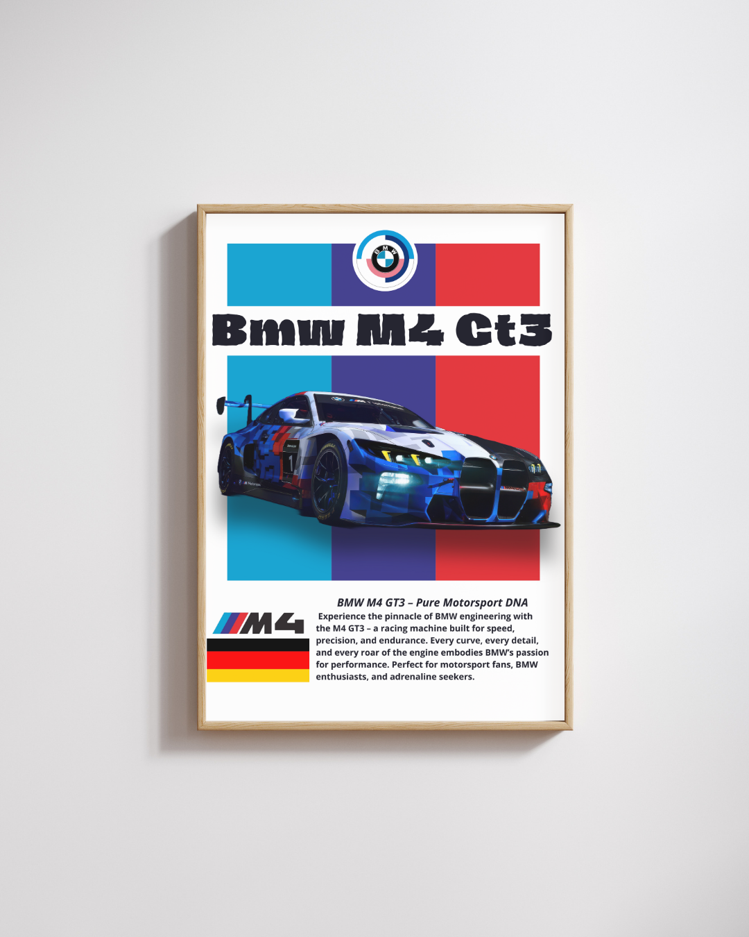 Tri-Colour Motorsport GT Racer Wall Art Poster