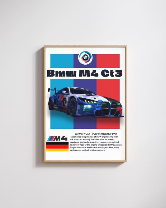 Tri-Colour Motorsport GT Racer Wall Art Poster