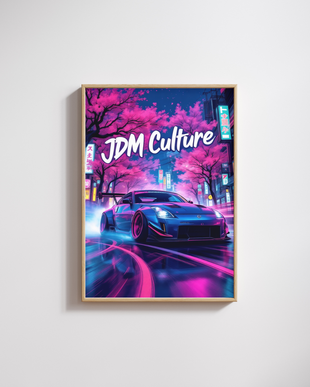 Neon Sakura Street Drift Wall Art Poster