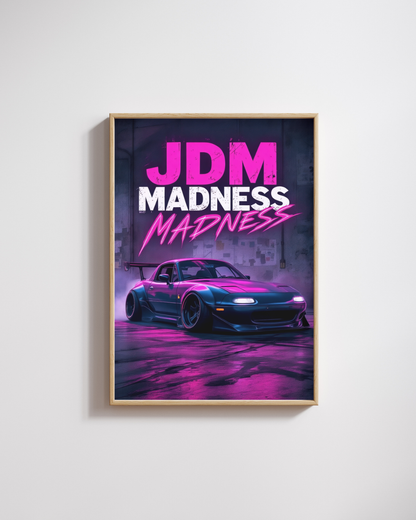 Neon Violet Street Drift Wall Art Poster