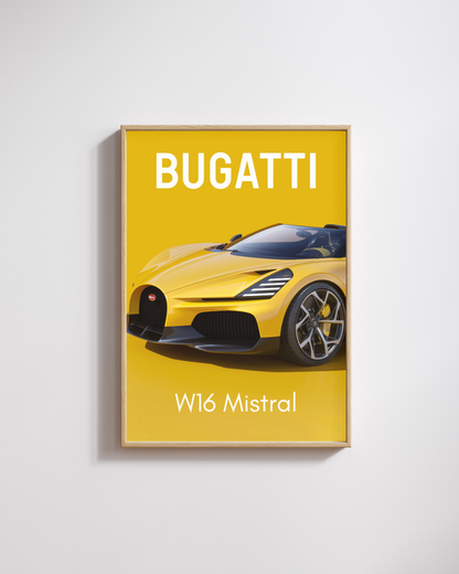 Golden Speedster Hypercar Wall Art Poster