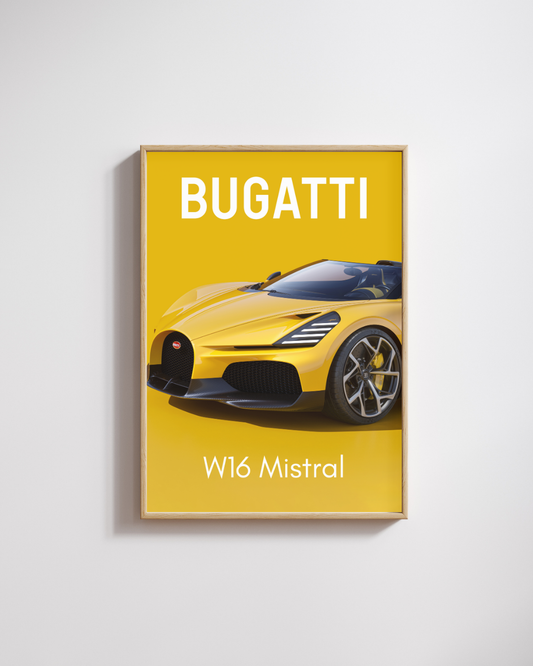 Golden Speedster Hypercar Wall Art Poster