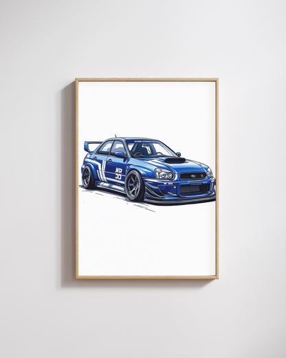 Electric Blue Rally Performance Wall Art Poster