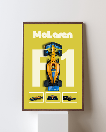 Papaya Yellow Open-Wheel Racing Wall Art Poster