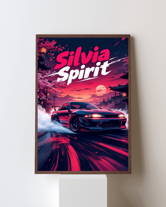 Neon Crimson Drift Spirit Wall Art Poster