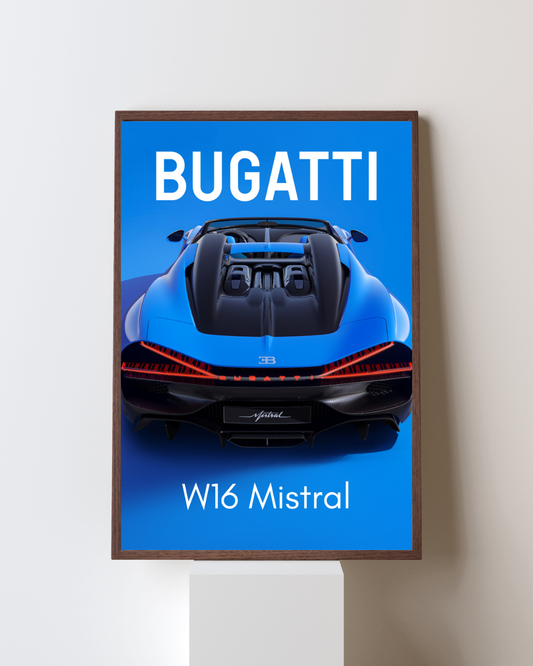 W16 Hypercar Rear View Wall Art Poster