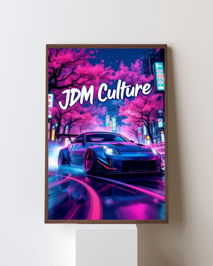 Neon Sakura Street Drift Wall Art Poster