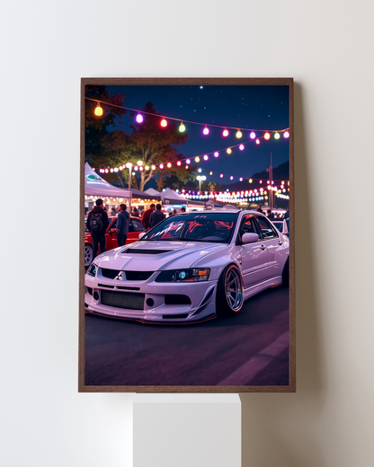 Pearl White Rally Night Meet Wall Art Poster
