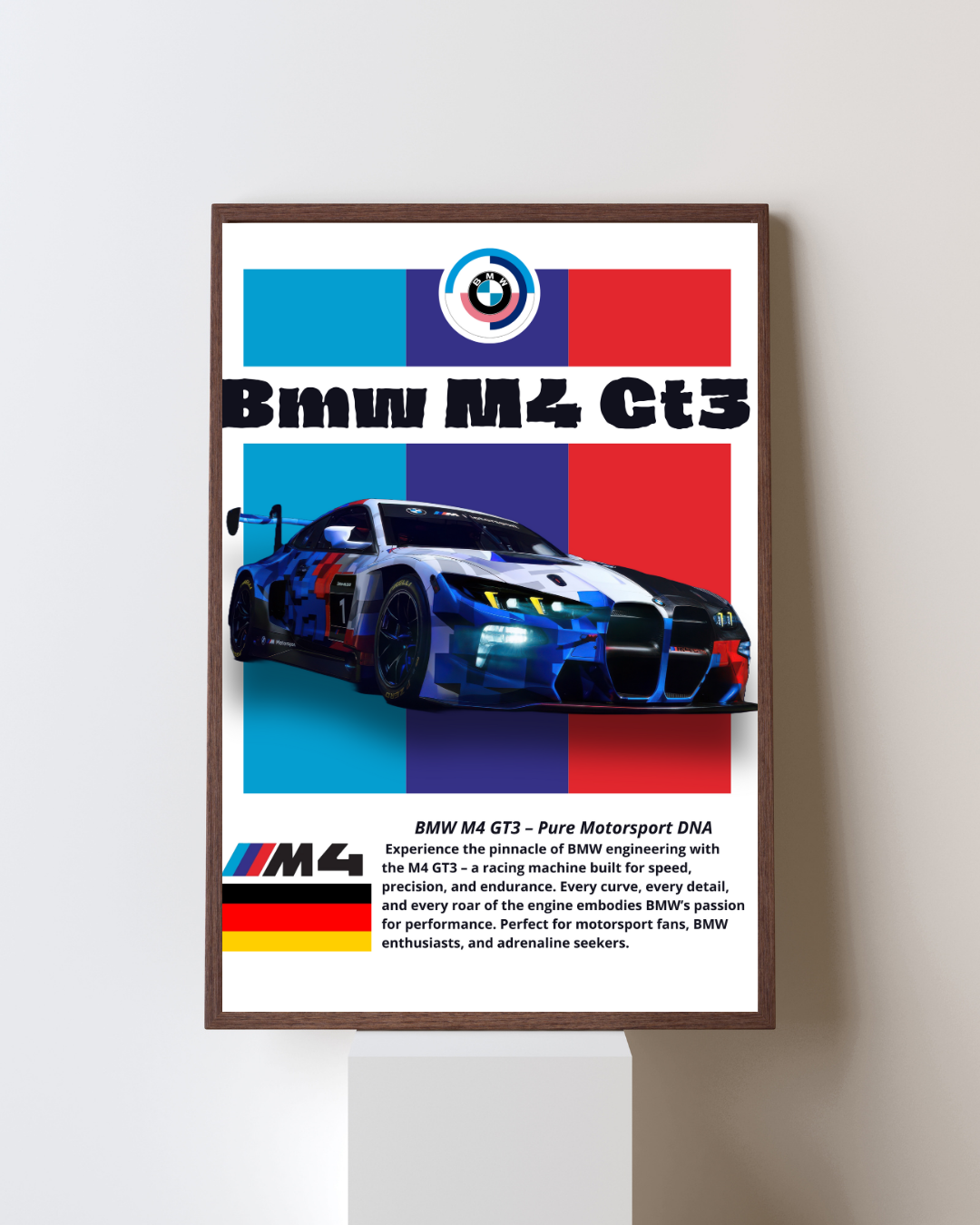 Tri-Colour Motorsport GT Racer Wall Art Poster