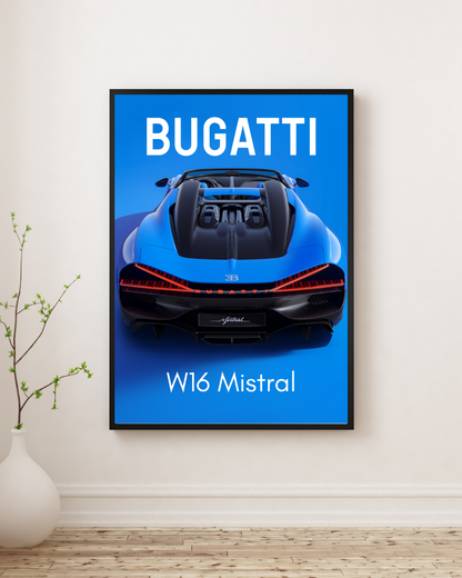 W16 Hypercar Rear View Wall Art Poster
