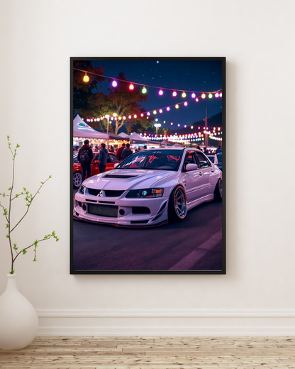 Pearl White Rally Night Meet Wall Art Poster