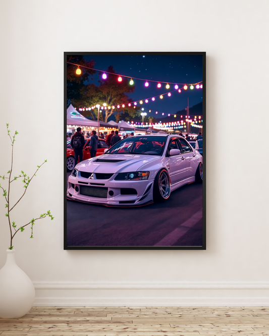 Pearl White Rally Night Meet Wall Art Poster