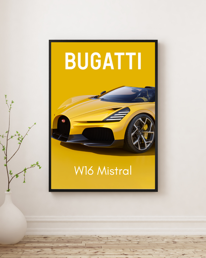 Golden Speedster Hypercar Wall Art Poster