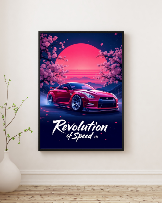 Crimson Sakura Performance Night Wall Art Poster