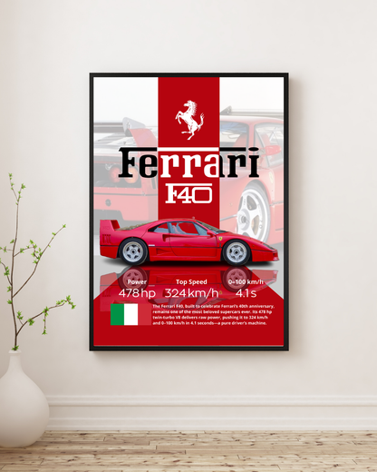 Red Iconic Supercar Performance Wall Art Poster