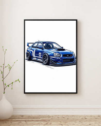 Electric Blue Rally Performance Wall Art Poster