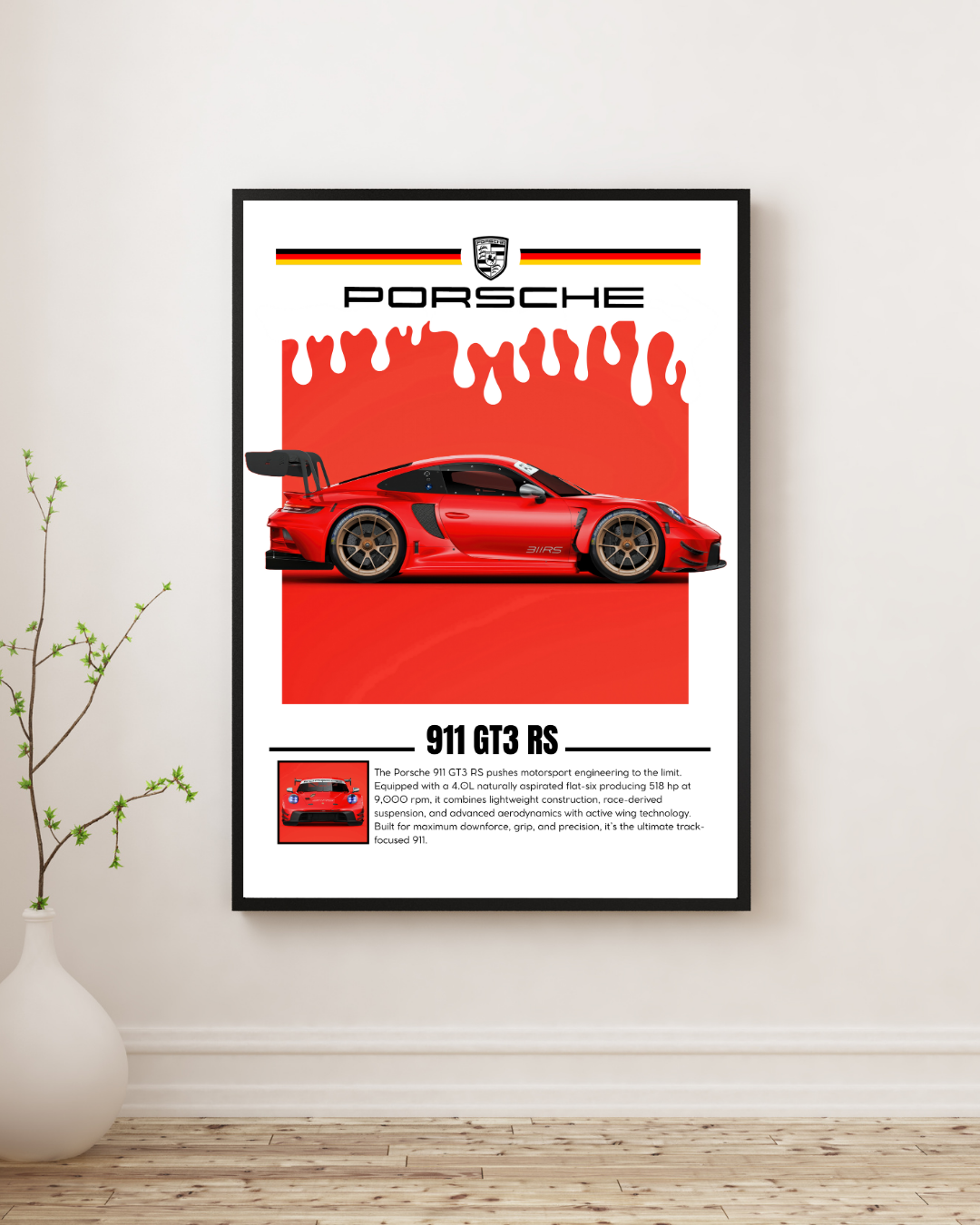 Crimson Track Performance Wall Art Poster