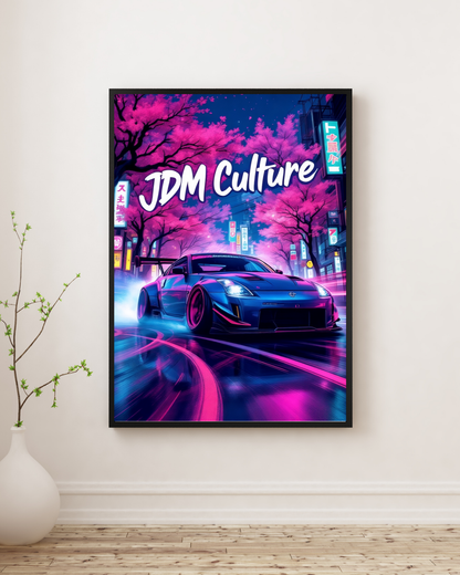 Neon Sakura Street Drift Wall Art Poster