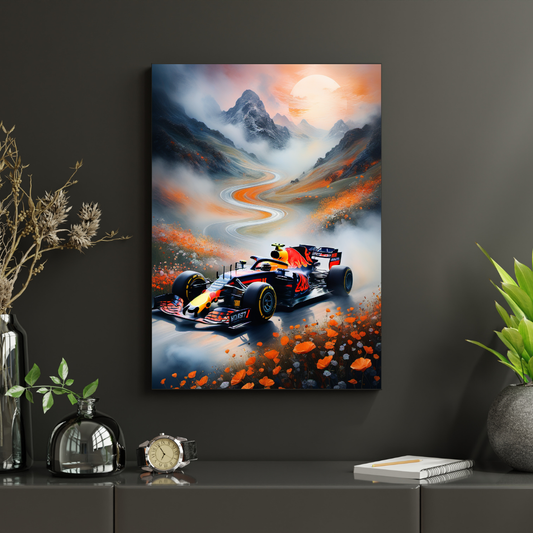 Red Bull F1 Sunset Mountain Drive Wall Art Poster